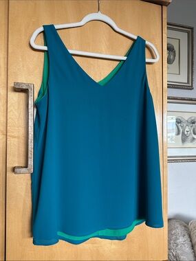 Lilly Pulitzer Florin Teal and Green Reversible V-Neck Camisole